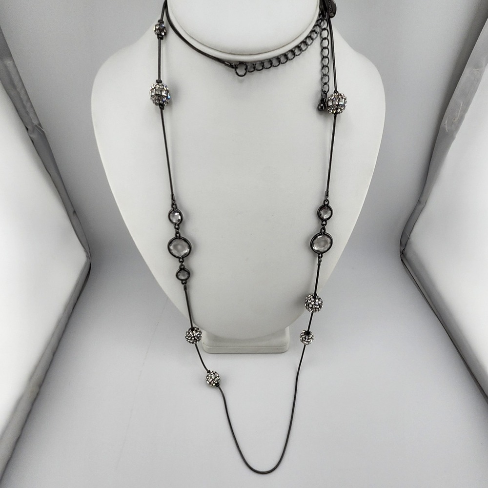 Chicos‎ Black Metal Rhinestone Balls Necklace